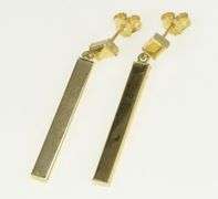 18K Yellow Gold Geometric Squared Bar Drop Dangle Statement Earrings
