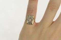 14K Yellow Gold Art Deco 6.5mm Diamond Engagement Setting Ring