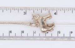 Vintage 925 Sterling Silver Cow Pendant on Chain Necklace