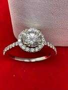 CERTIFIED BRAND NEW 14K WHITE GOLD AND LAB GRWON DIAMOND ENGAGEMENT RING