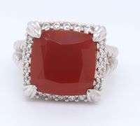 Judith Ripka Sterling Silver Red Carnelian Ring