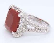 Judith Ripka Sterling Silver Red Carnelian Ring