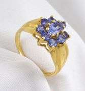 Tasteful Tanzanite Cluster Ring in 14K