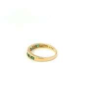 10K Yellow Gold Diamond Emerald Vintage Wedding Band Ring