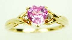 10K Pink Sapphire Heart Ring, Size 6.5