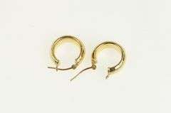 14K Yellow Gold Hammered Pattern 15.5mm Puffy Hoop Earrings