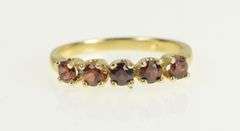 14K Yellow Gold Classic Five Stone Vintage Garnet Band Ring