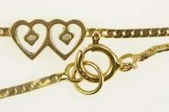 14K Yellow Gold Diamond Two Heart Retro Serpentine Chain Bracelet