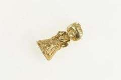 14K Yellow Gold 3D Traditional Mexican Dress Lady Sombrero Pendant