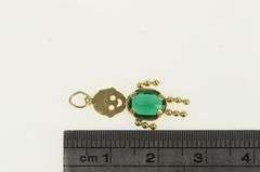 14K Yellow Gold May Birthstone Baby Syn. Emerald Boy Charm/Pendant