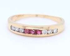 Stunning Yellow Gold Diamond and Ruby Band