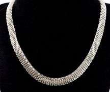 Vintage Wide Mesh Chain Necklace in Sterling Silver
