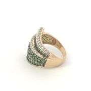 14K Yellow Gold Staurino Fratelli Pave Emerald Diamond Ring
