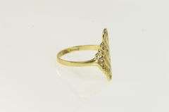 14K Yellow Gold Ornate Scroll Filigree Vintage Statement Ring