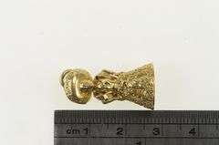 14K Yellow Gold 3D Traditional Mexican Dress Lady Sombrero Pendant
