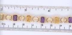 Powerful Yellow Gold 11ctw Amethyst and Citrine Bracelet