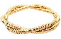Polished Italian Double Loop Stretch Bracelet in 18K
