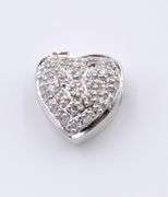Sparkling Pave Diamond Heart Charm in White Gold