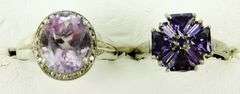 2 Exceptional Sterling Amethyst Rings