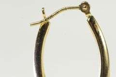 14K Yellow Gold 25.4mm Oval Vintage Puffy Statement Hoop Earrings