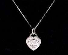 Pre-Owned Genuine Tiffany & Co. Heart Pendant Necklace In Sterling Silver