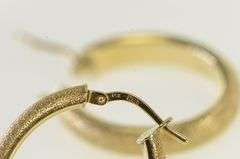 14K Yellow Gold 26mm Oval Textured Vintage Statement Hoop Earrings