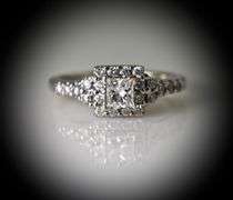 Sweet 14K Princess Cut Diamond Halo Ring