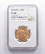 MS61 1916 Cuba Gold 10 Pesos NGC