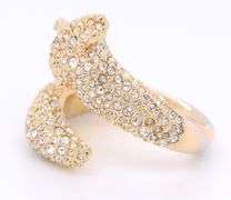 Swarovski Yellow Gold Plating Crystal March Fox Motif Ring