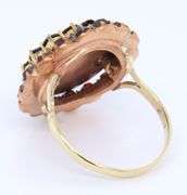 Beautiful Yellow Gold Wash Gold Top Studded Garnet Ring