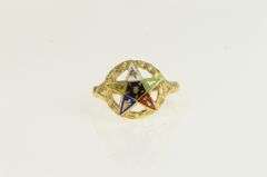 14K Yellow Gold Enamel Order of the Eastern Star Signet Ring