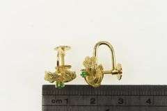 14K Yellow Gold 1960's Emerald Knot Twist Spiral Screw Back Earrings