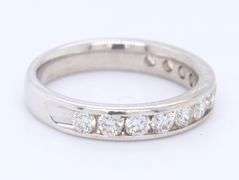 Wonderful White Gold Round Brilliant Cut Diamond Channel Set Band