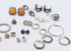 Group Lot of Vintage 925 Sterling Silver Earrings