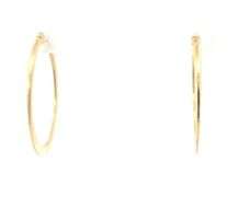14K Yellow Gold 28.4mm Clip On Hammered Statement Hoop Earrings