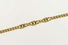 14K Yellow Gold Sapphire Ornate Rope Link Vintage Chain Bracelet