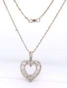 Vintage 925 Sterling Silver Cubic Zirconia Heart Shaped Pendant on Italian Rope Chain Necklace