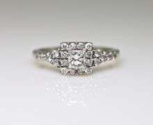 Sweet 14K Princess Cut Diamond Halo Ring