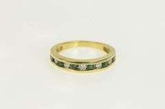 14K Yellow Gold Diamond Emerald Vintage Wedding Band Ring