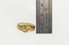 14K Yellow Gold Diamond Claddagh Hands Promise Loyalty Ring