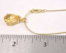 Simply Beautiful Citrine Pendant Necklace In 14K Yellow Gold