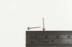 14K White Gold 2.8mm Ball Round Sphere Vintage Stud Earrings