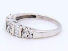 Dazzling White Gold Round Brilliant and Baguette Cut Diamond Band