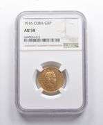 AU58 1916 Cuba Gold 5 Pesos NGC