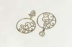 18K White Gold 3.50 Ctw Pave Diamond Ornate Swirl Medallion Earrings