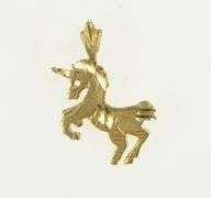 14K Yellow Gold Diamond Cut Unicorn Unique Symbol Charm/Pendant