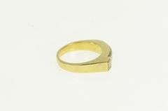 18K Yellow Gold Two Tone Diamond Squared Wedding Band Ring