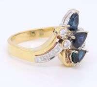 Handsome Yellow Gold Sapphire and Diamond Cluster Ring