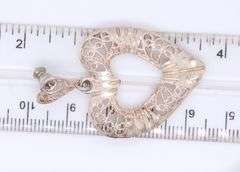 925 Sterling Silver Filigree Heart Shaped Dangle Earrings