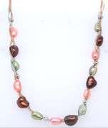 925 Sterling Silver Multi Color Pearl Necklace